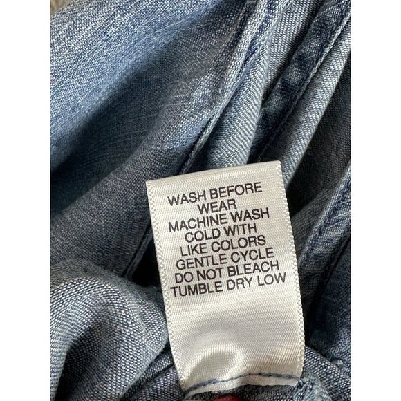 New Micheal Stars Chambray Jumpsuit Womens Size Small Blue Ruffled Wide Leg Pant - Picture 12 of 14